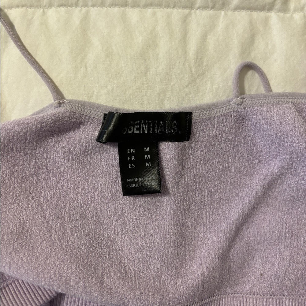 Essentials Light Purple Ribbed Tank Crop Top - Picture 3 of 4